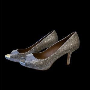 Silver Peep Toe Heels